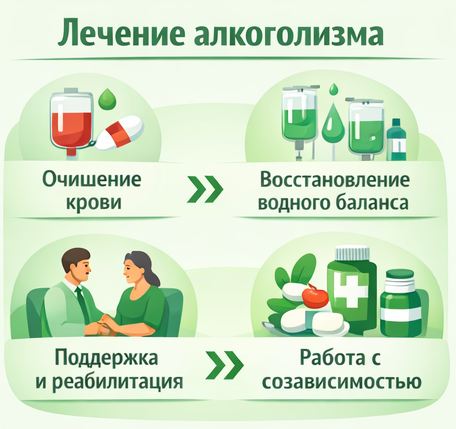 лечение алкоголизма в Строителе этапы